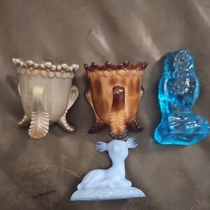 Vintage Style Home Accent Set - Cream, Brown, Blue